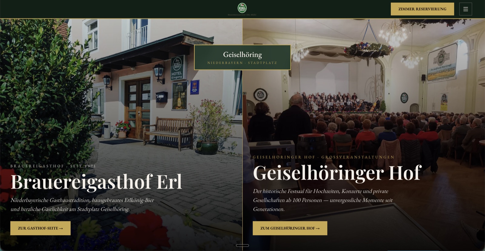 Website Brauerei-Gasthof Erl-Bräu