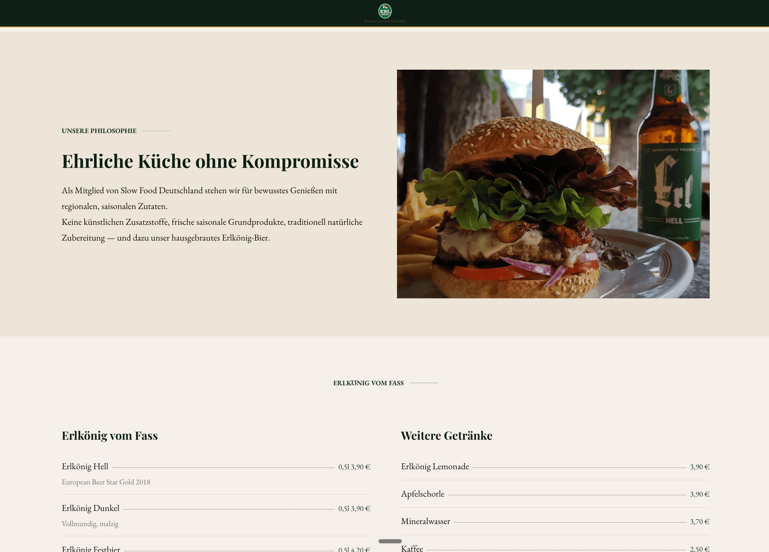 Entwurf der neuen Website für Gasthof Erl